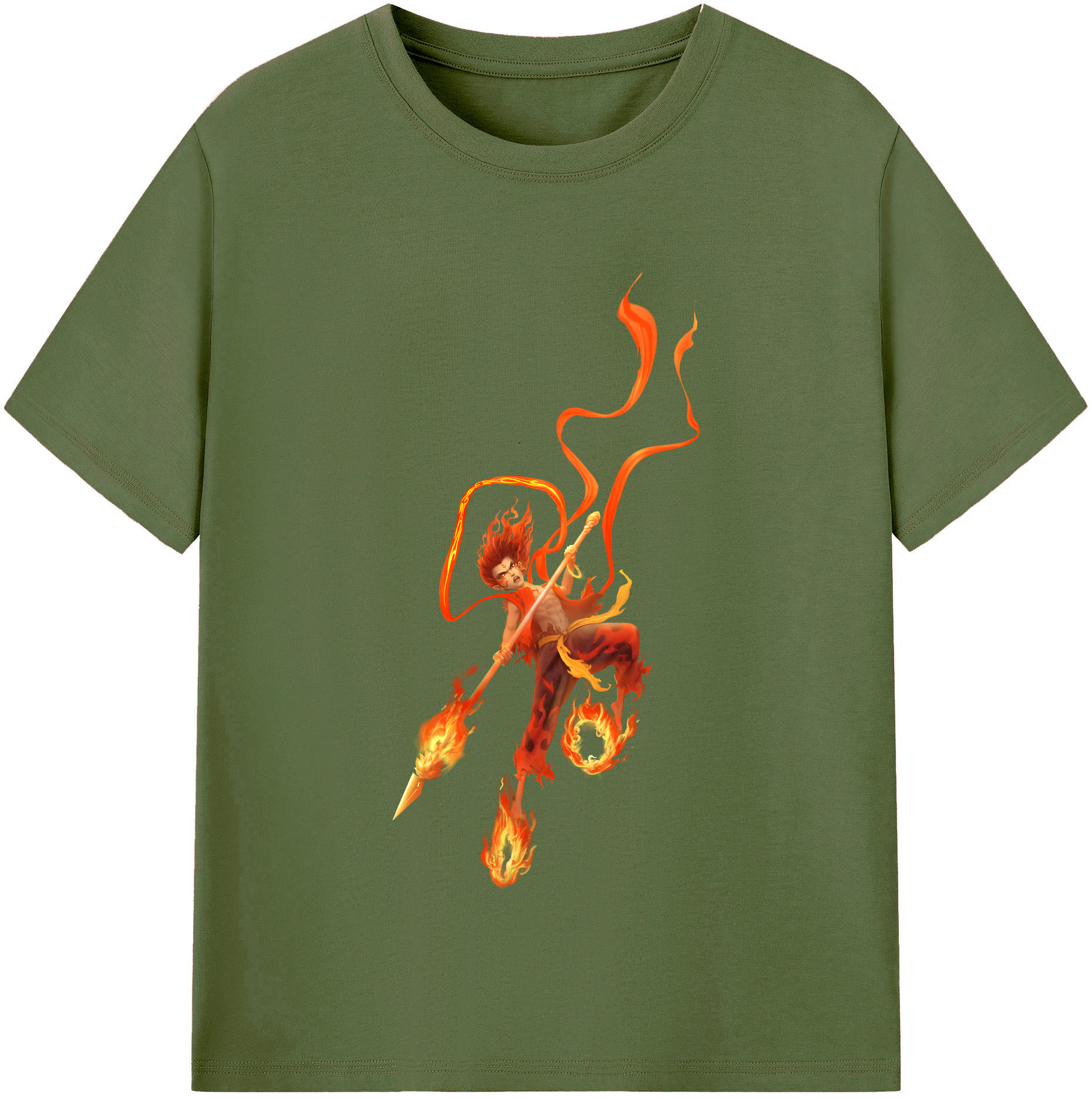 （画像用） Ne Zha 2 ナタ 魔童の大暴れ 綿100％半袖Tシャツ（フロントプリント）